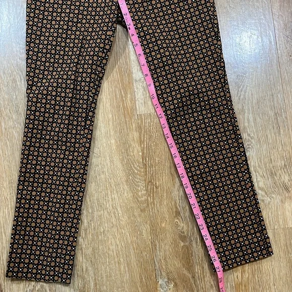 Anthropologie Essential Slim Trouser Pant Brown Motif Women's Size 2 Like New - Picture 13 of 15